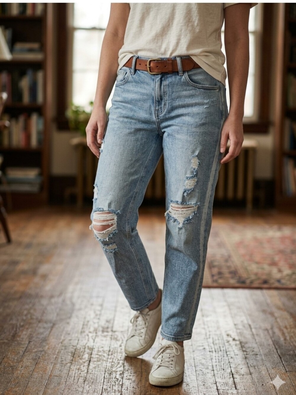 Risen Jeans Women Size 29 Light Blue Distressed  High Rise